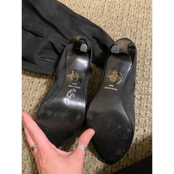 Nine West Knee High Skin Tight Fabric Boot Bootie Heels Size 8.5 - Picture 5 of 5